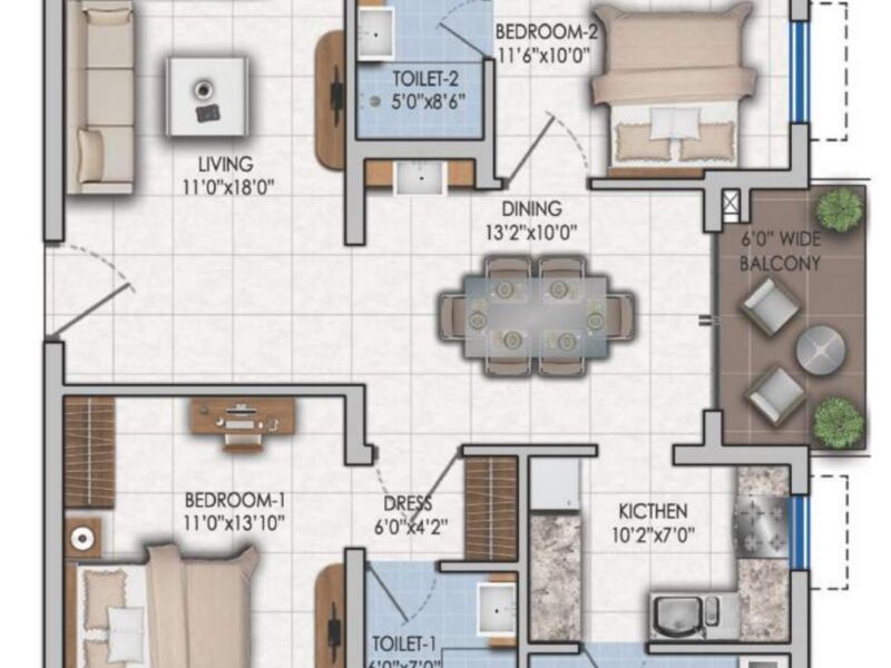 Fully furnished 2 BHK for sale in ASBL Lakeside